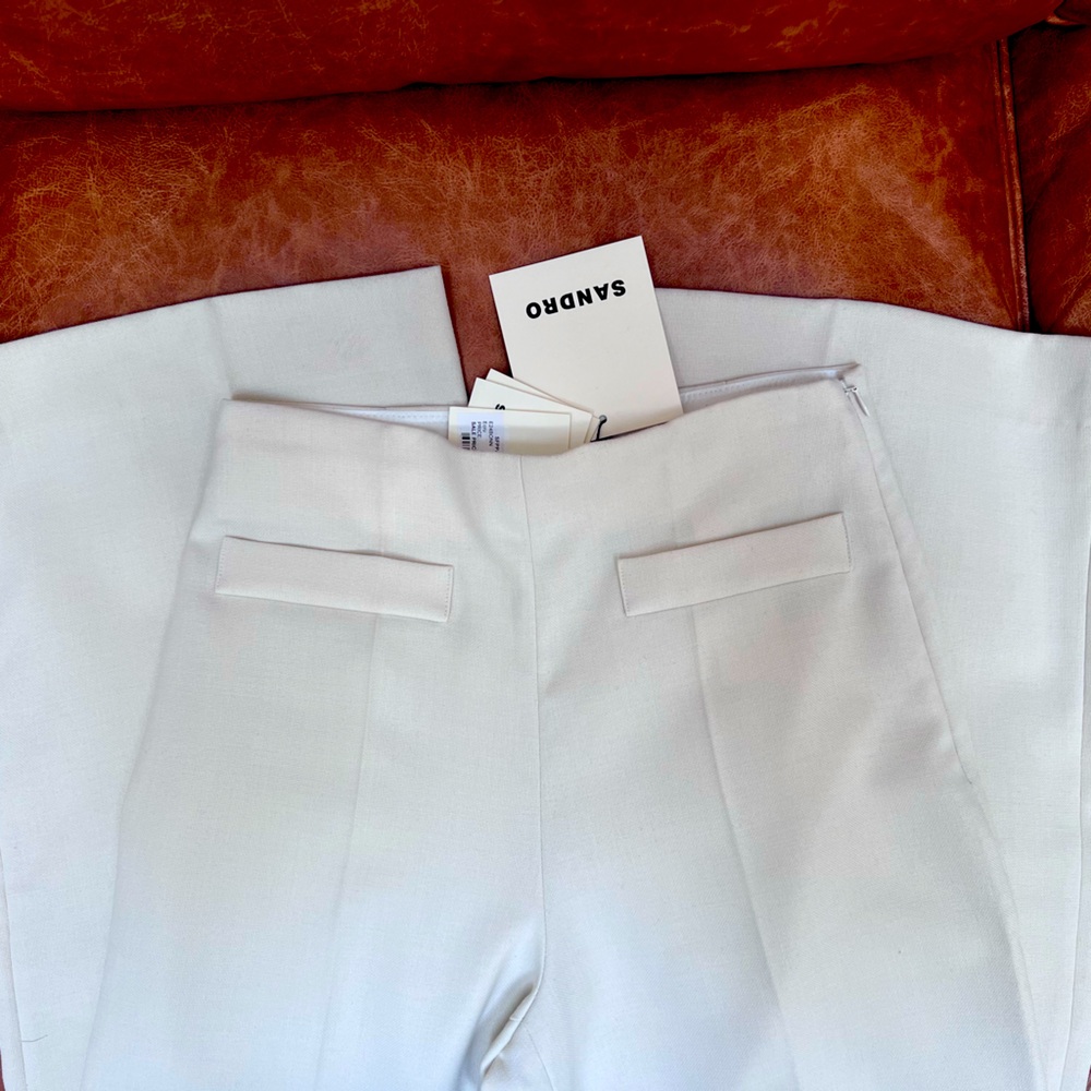 Sandro Wide-Leg Pant, White, FR 36, US 4